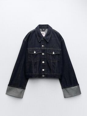 Zara Turned-up Sleeve TRF denim Jacket